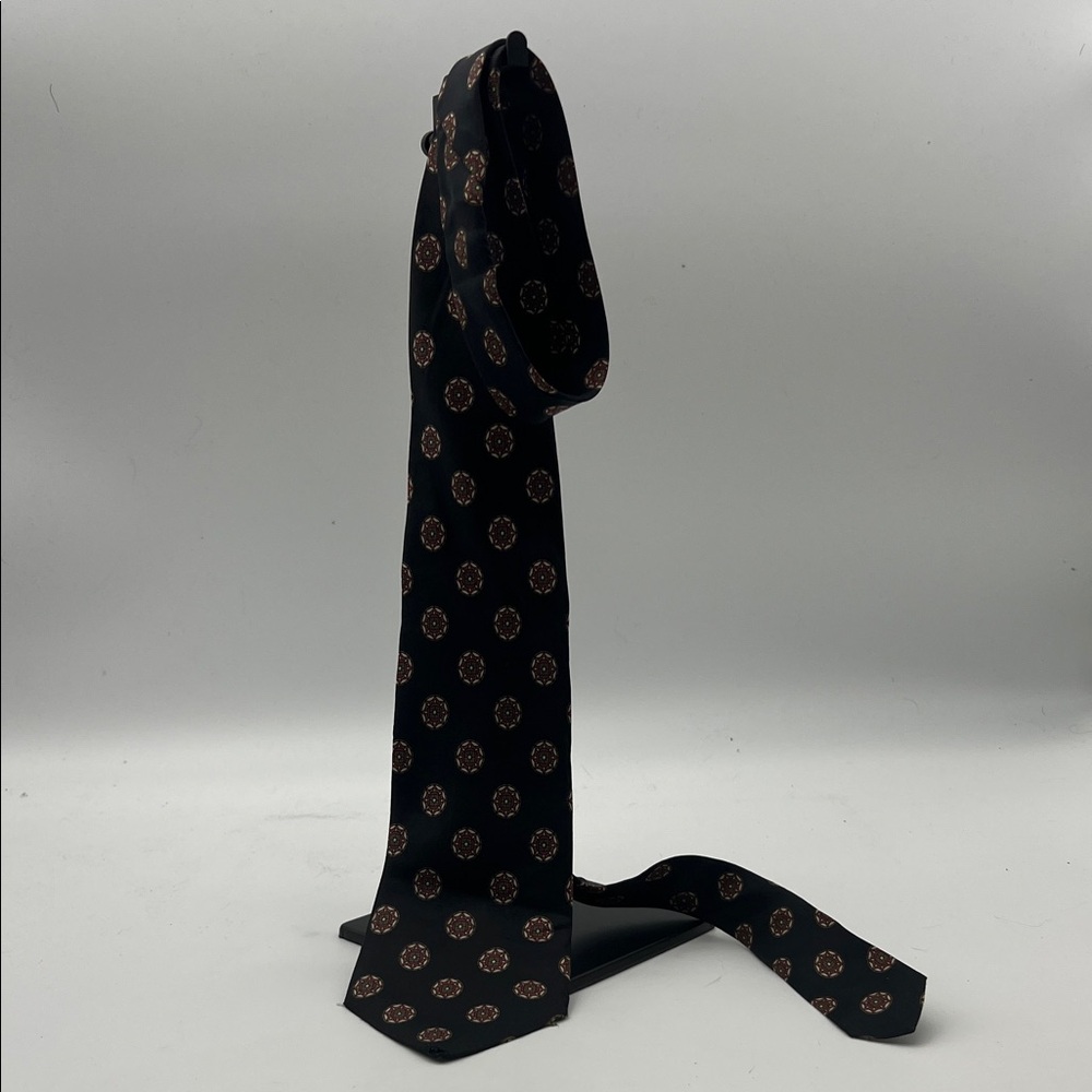 Elegant Black Tie with Brown Pattern